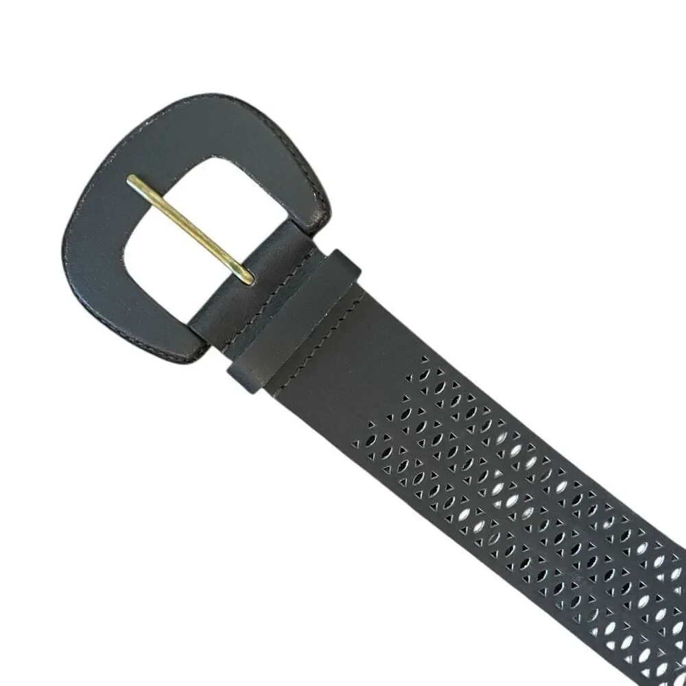 Chico’s Dark Brown Leather Waist Belt Women’s Sz Medium Large